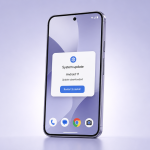 Smartphone Google Pixel affichant la boîte de dialogue de mise à jour système Android 17 QPR2 Beta 6 avec le statut Update downloaded et le bouton Restart & install, correctifs de stabilité et de caméra par OTA