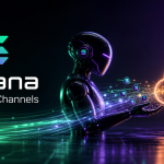 Logo Solana et canaux de paiement pour agents IA avec Alibaba Cloud, concept robot et cloud