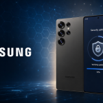 Samsung Galaxy recevant un patch de sécurité de septembre 2026, interface de mise à jour sur l'écran du smartphone