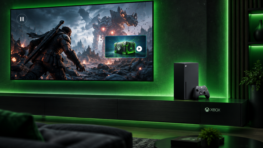 Concept Xbox : publicités insérées dans les pauses naturelles d'une partie, une pub apparaît à l'écran de pause de jeu