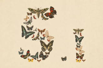 Claude Fable 5.1, key art concept reprenant l'officiel Fable 5 en collage de papillons