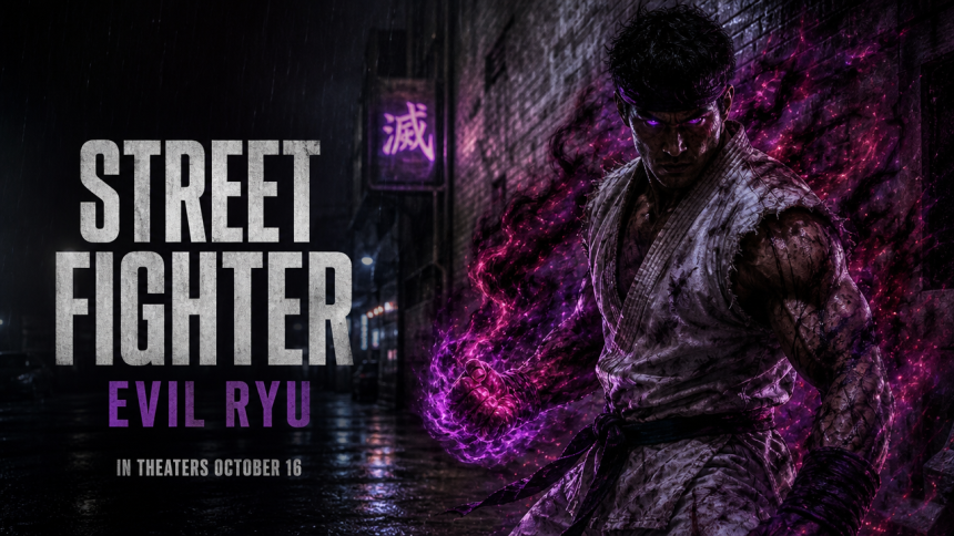 Evil Ryu, la version sombre de Ryu aux yeux violets, dans le film Street Fighter de Paramount et Legendary
