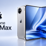 iPhone Duo Max, concept du smartphone pliable à grand écran d'Apple, logo Apple et nom du modèle