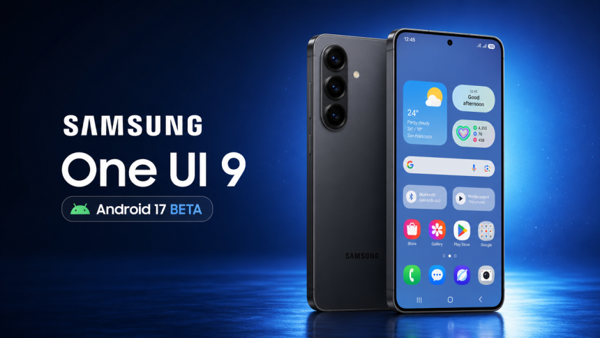 Samsung Galaxy S, One UI 9 sous Android 17 bêta, visuel concept