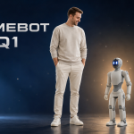 PrimeBOT Q1, mini humanoïde de compagnie de la taille d'un enfant (88 cm), comparé à un adulte, primé aux IFA Innovation Awards 2026