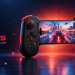 Manette de jeu mobile Beats pour iPhone 18 Pro, rendu concept : manette clip-on noire avec logo b Beats et iPhone docké
