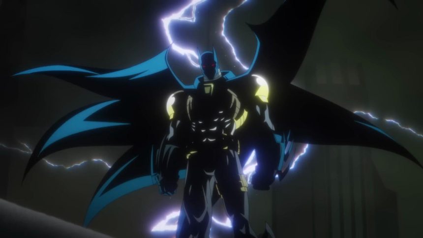 Batman: Knightfall Part 2 Knightquest, Az-Bats, l'armure cybernétique de Jean-Paul Valley (Azrael), key art du film animé DC de Warner