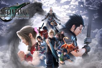 Key art officiel de Final Fantasy VII Revelation avec Cloud, Zack, Aerith et Sephiroth