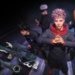 Key art officiel de la collaboration PUBG Battlegrounds x Jujutsu Kaisen avec Yuji Itadori, Megumi Fushiguro, Satoru Gojo et Nobara Kugisaki en avatars PUBG
