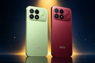 Poco F9 Pro (Aurora Green) et Poco F9 Ultra (Dark Cherry), visuel de lancement généré