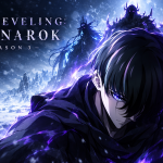 Concept de la saison 3 de Solo Leveling Ragnarok avec Sung Suho face à trois silhouettes de monarques dans un décor enneigé