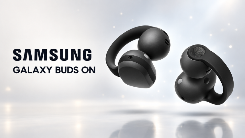 Samsung Galaxy Buds On, écouteurs clip-on open-ear noirs, visuel de présentation