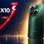 Oppo Find X10 Pro Max avec une courbe de prix montante et le symbole euro, visuel concept de la hausse des prix européens : 999 à 1 499 euros (+50 %)